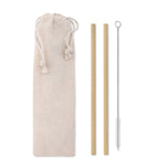 Bamboo rietjes en borstel set Natural Straw in beige
