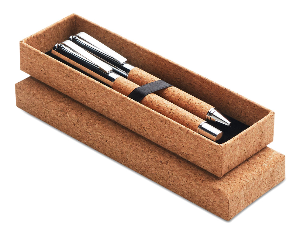Schrijfset in kurk giftbox Quercus in hout