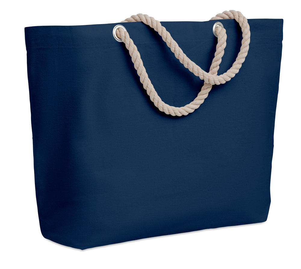 Strandtas met touw handvatten Menorca in blauw