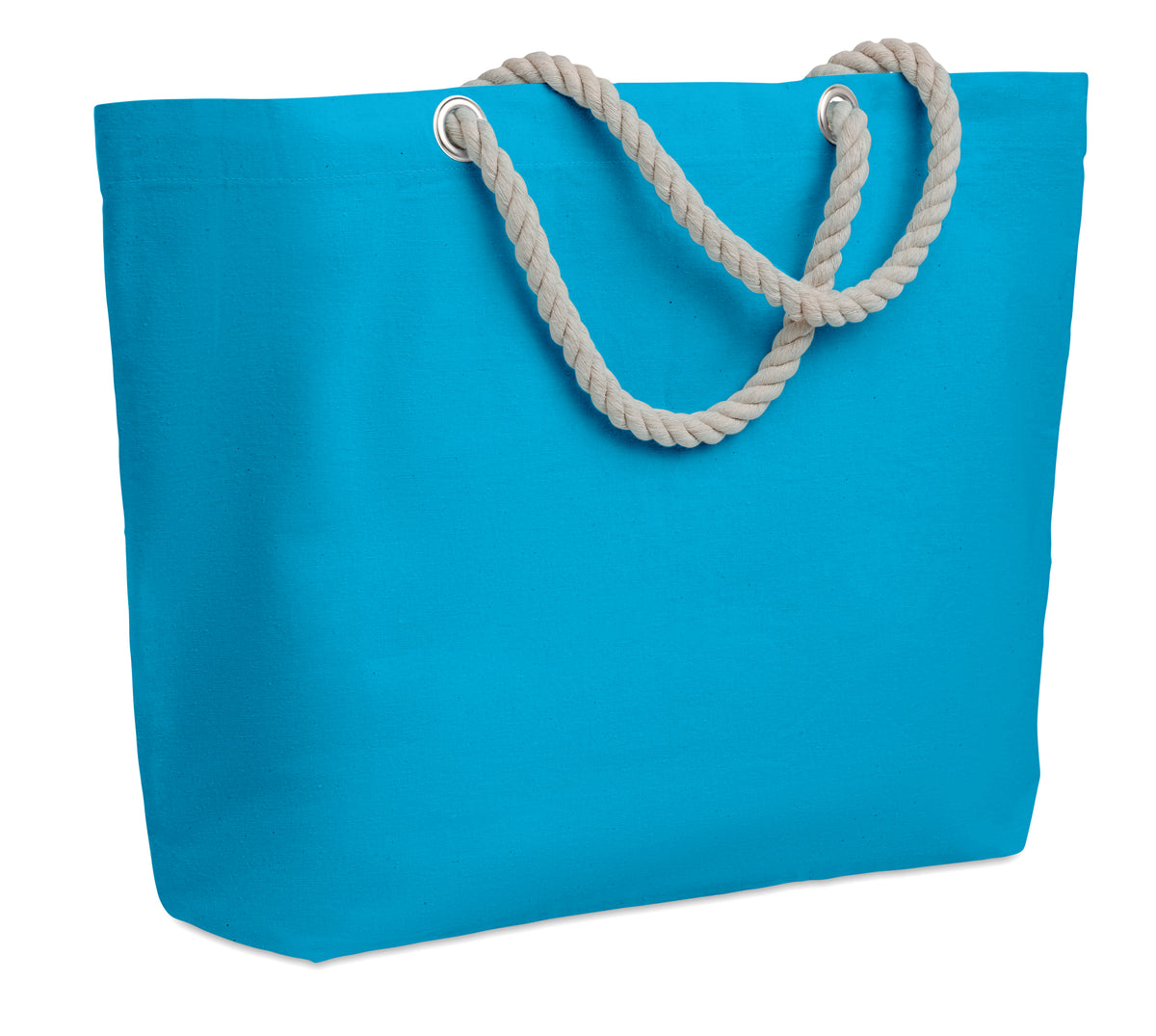 Strandtas met touw handvatten Menorca in turquoise