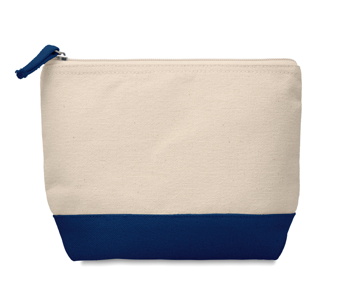 2-Kleurige katoenen toilettas Kleuren in blauw