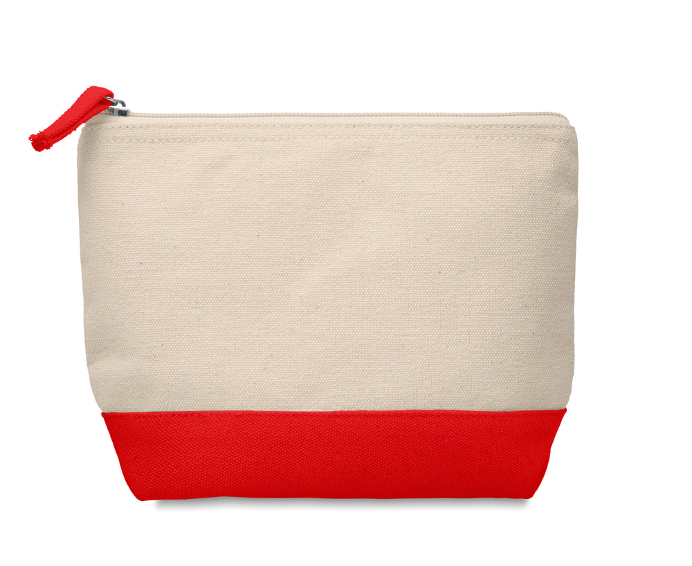 2-Kleurige katoenen toilettas Kleuren in rood