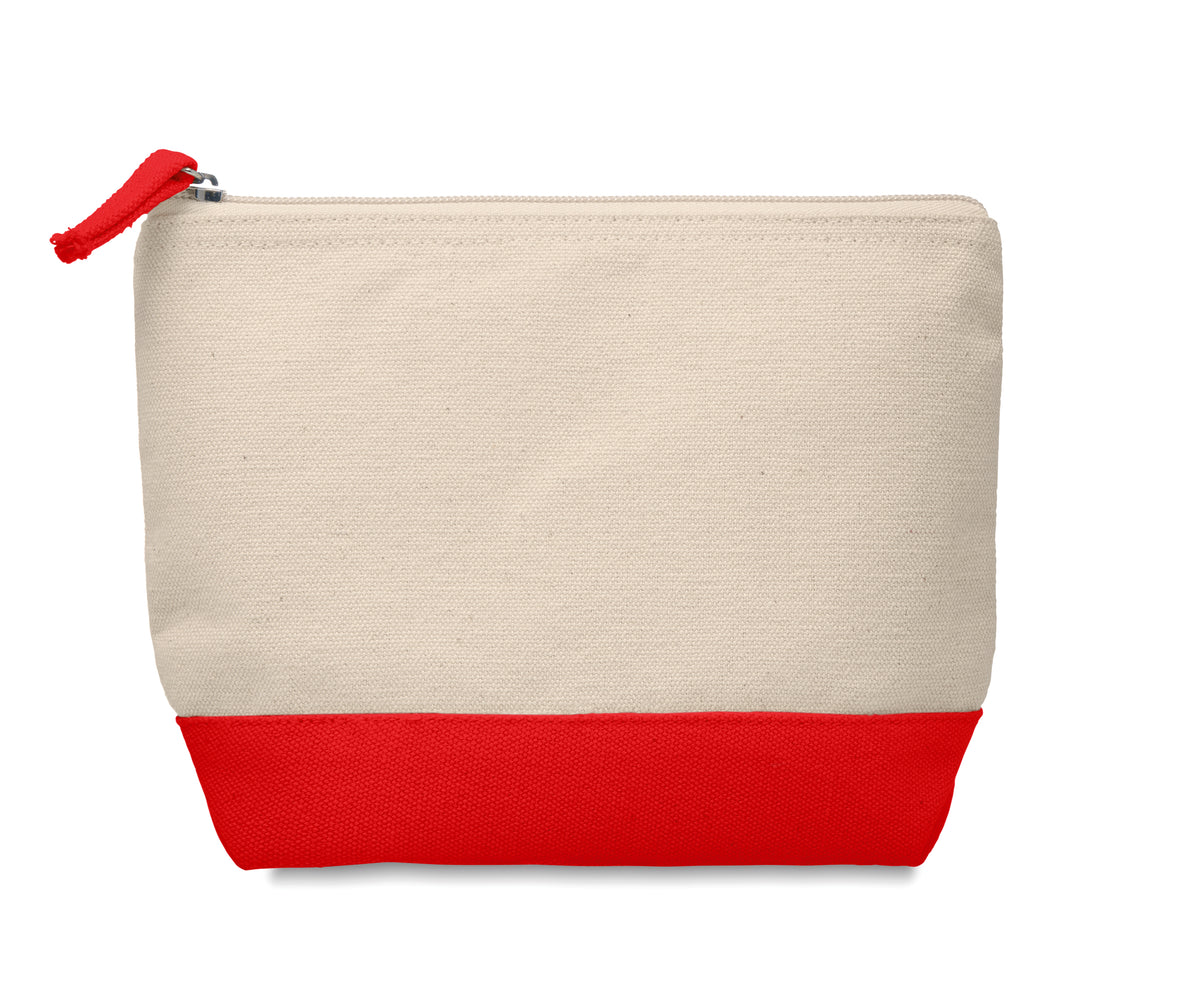 2-Kleurige katoenen toilettas Kleuren in rood