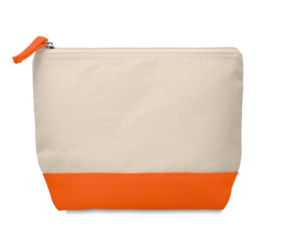 2-Kleurige katoenen toilettas Kleuren in oranje