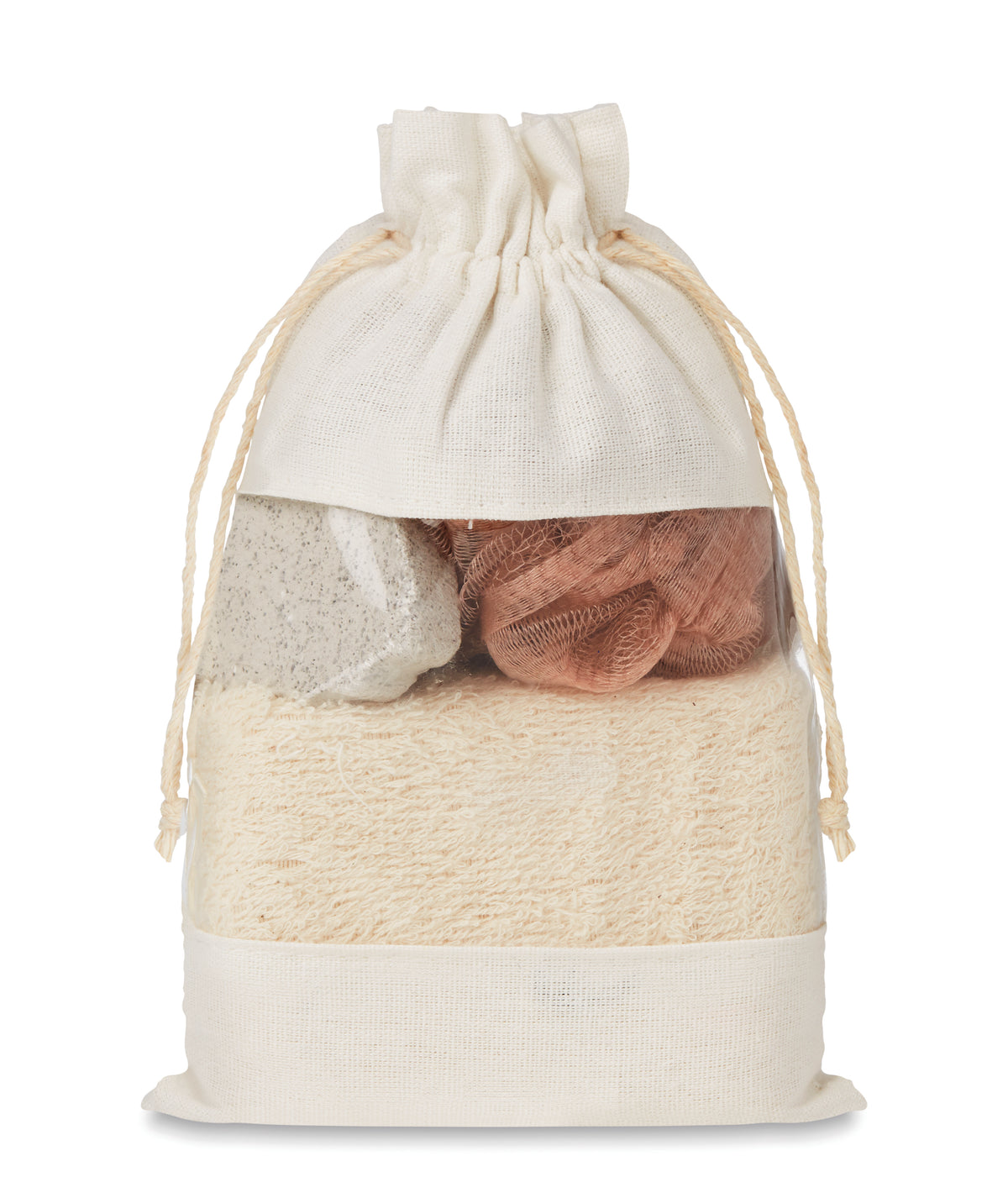 Badset in katoenen pouch Cuida Set in beige