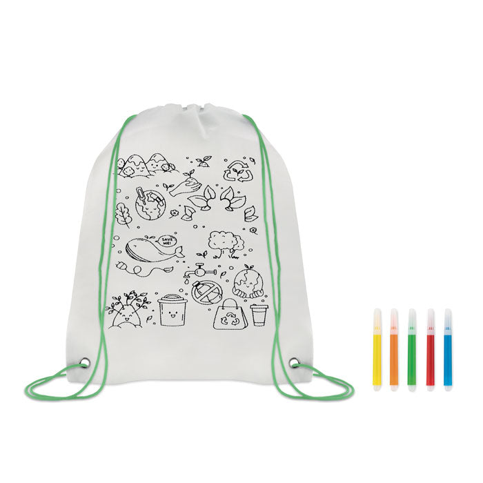 Non-woven trekkoord rugzak Carrydraw in limoen