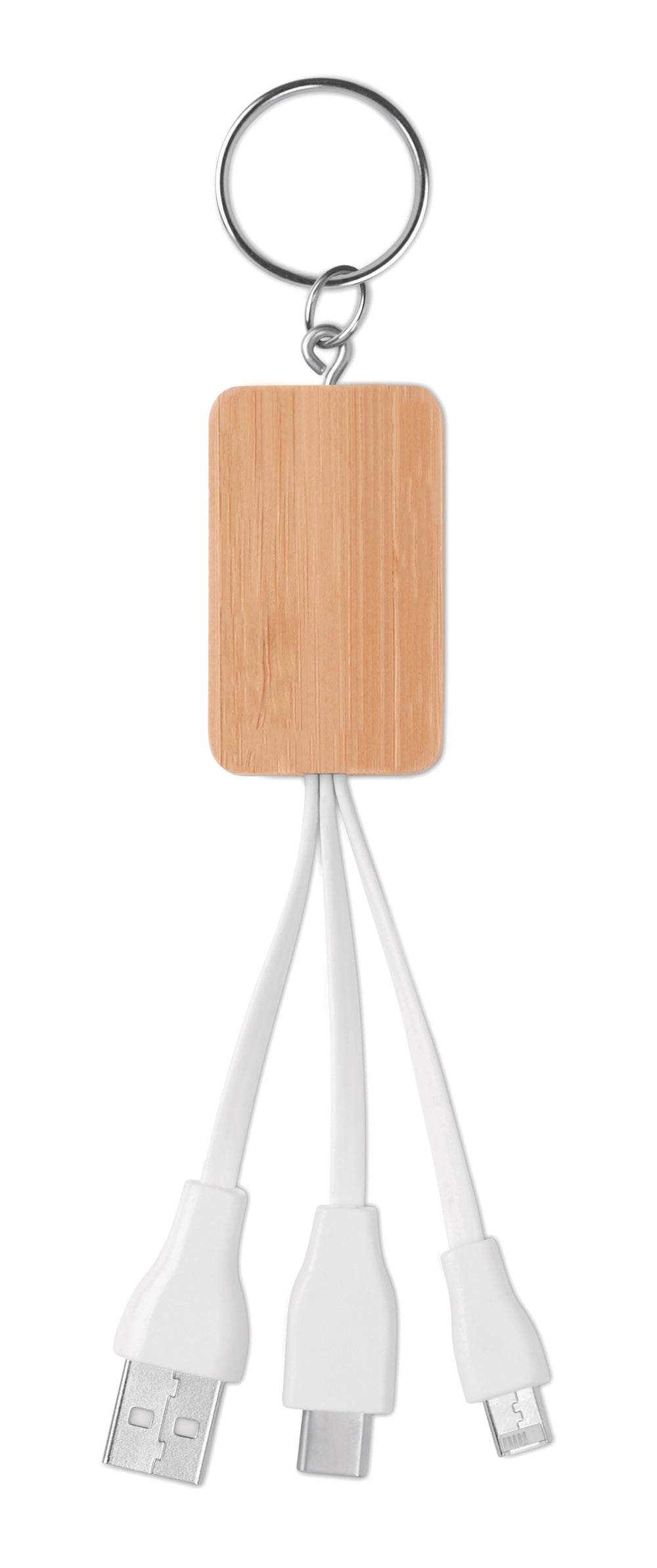 3-in-1 bamboe oplaadkabels Clauer in hout
