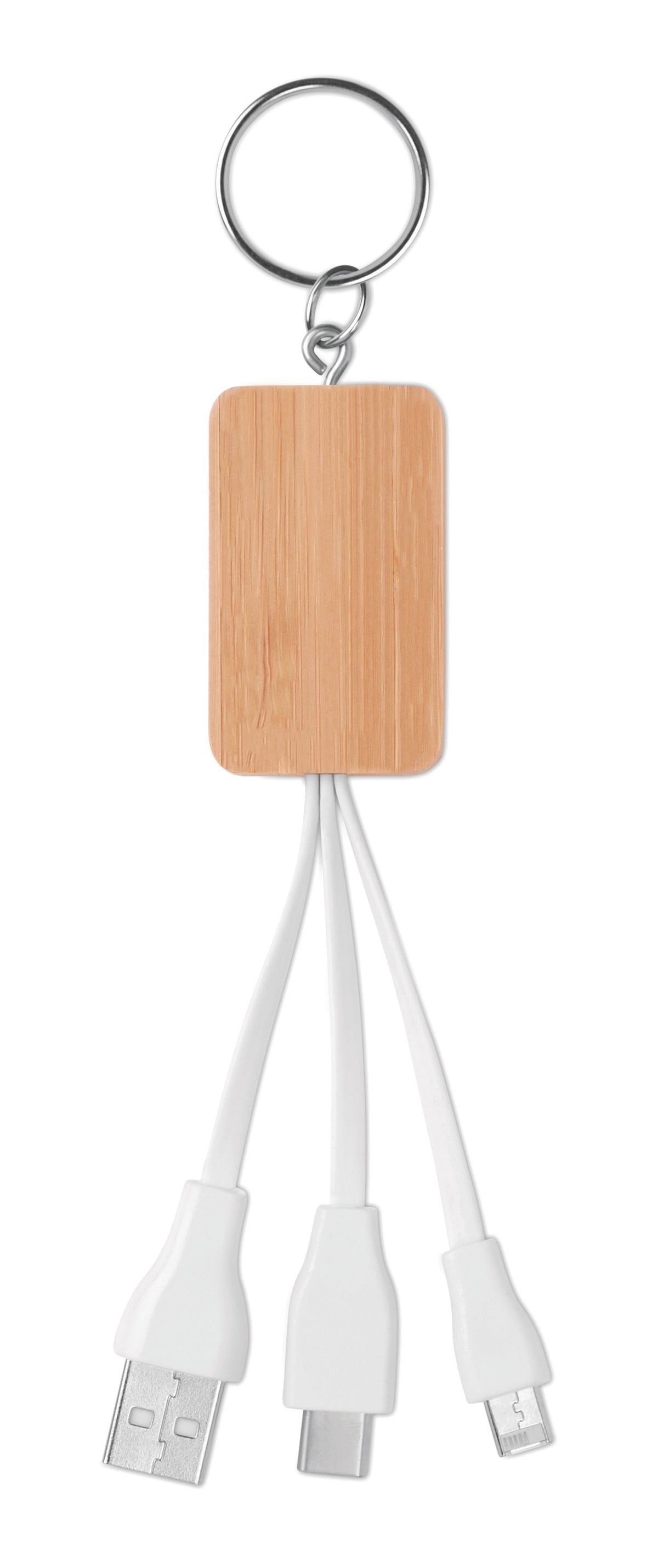 3-in-1 bamboe oplaadkabels Clauer in hout