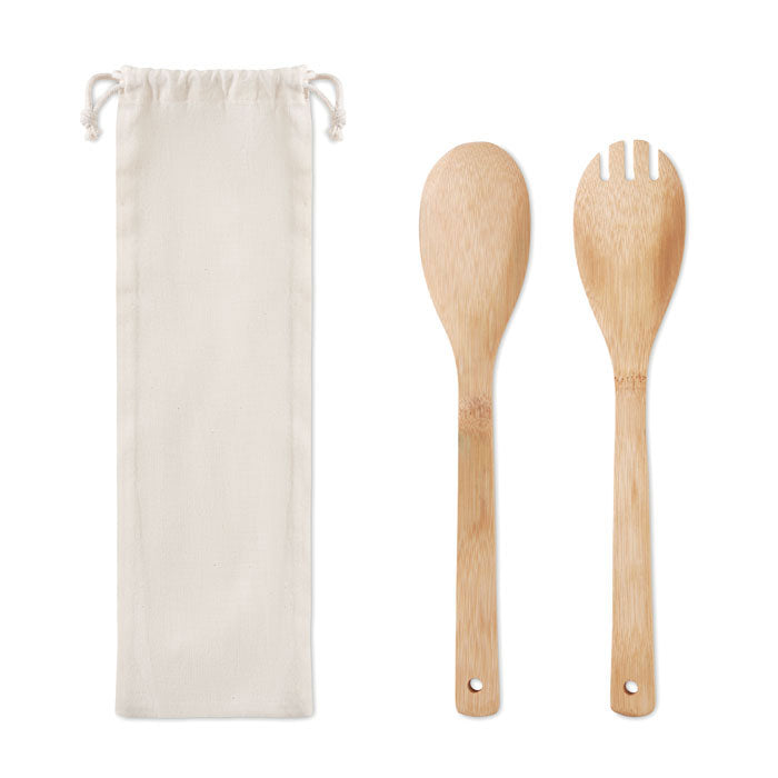 Bamboe saladebestek Mayen Set in beige
