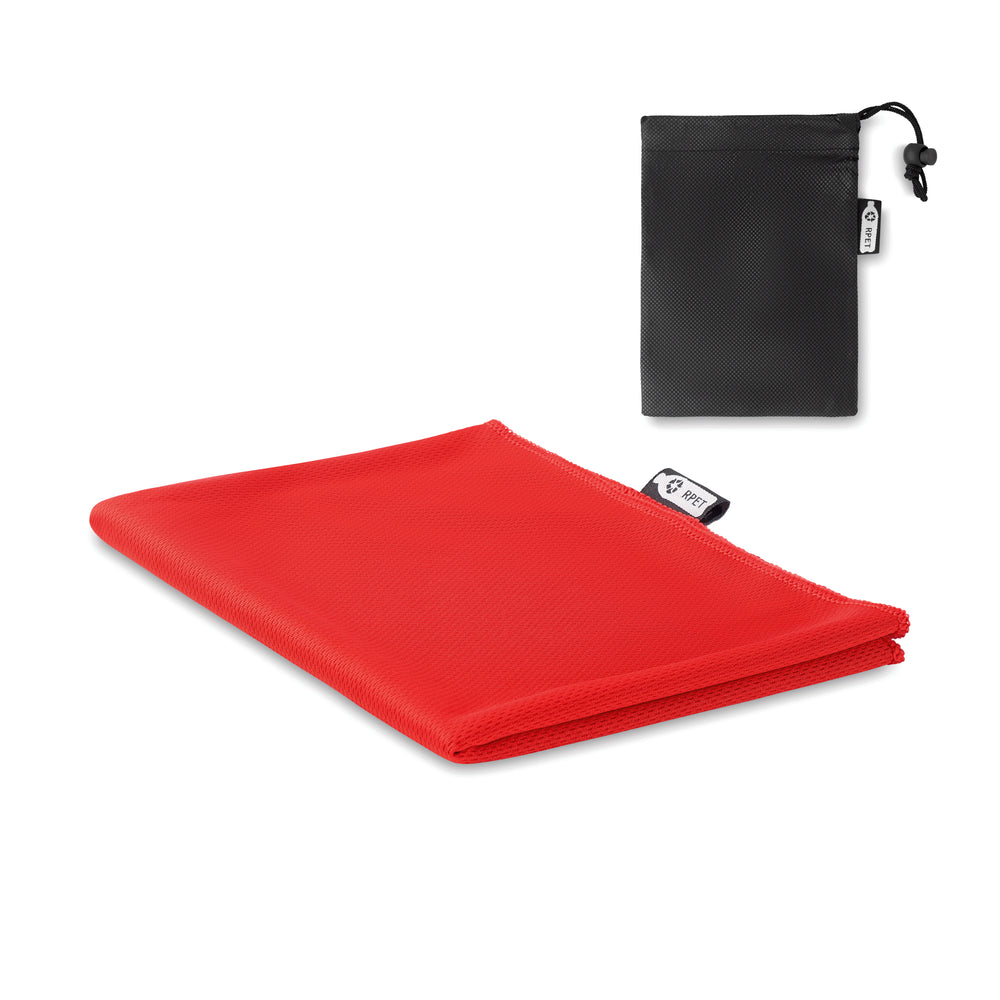 RPET sporthanddoek in zakje Tuko Rpet in rood