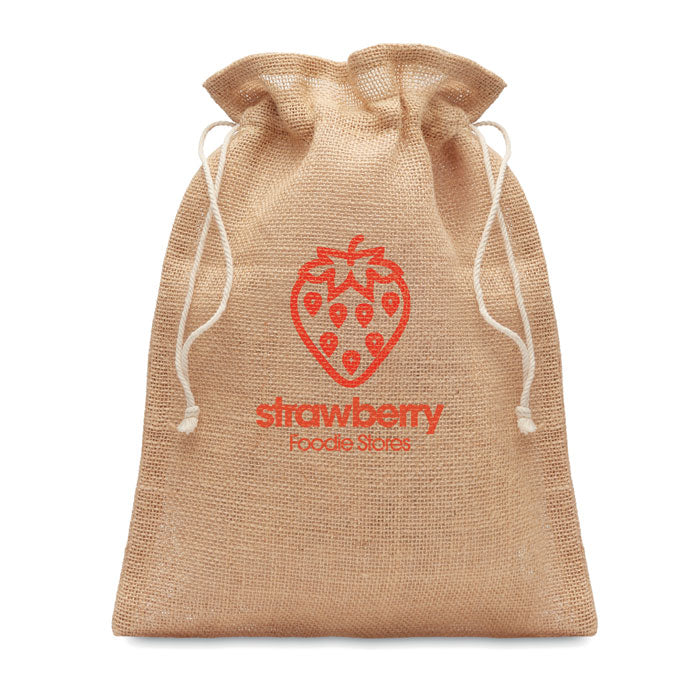 Jute geschenkzak small Jute Small met een bedrukking als voorbeeld