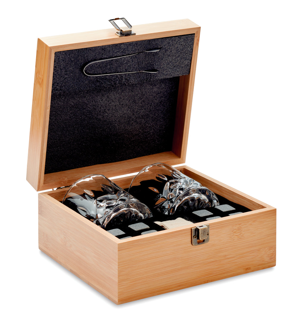 Luxe whiskey set in bamboe box Inverness in hout