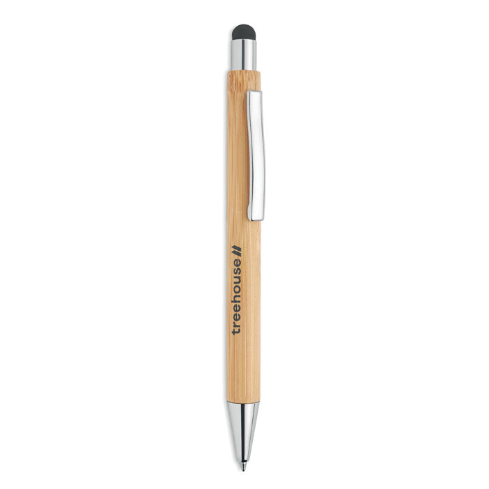 Bamboe stylus balpen Bayba met een bedrukking als voorbeeld