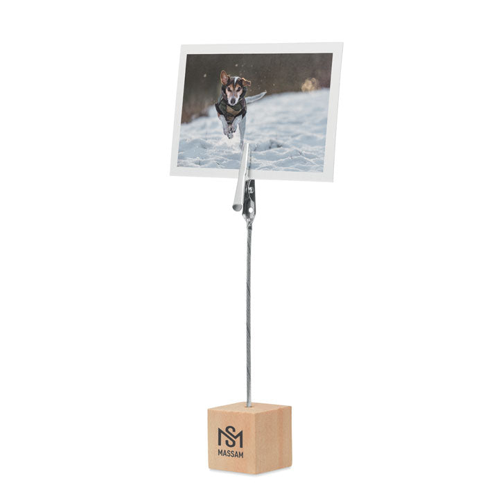 Houten memohouder Hello Clip met een bedrukking als voorbeeld