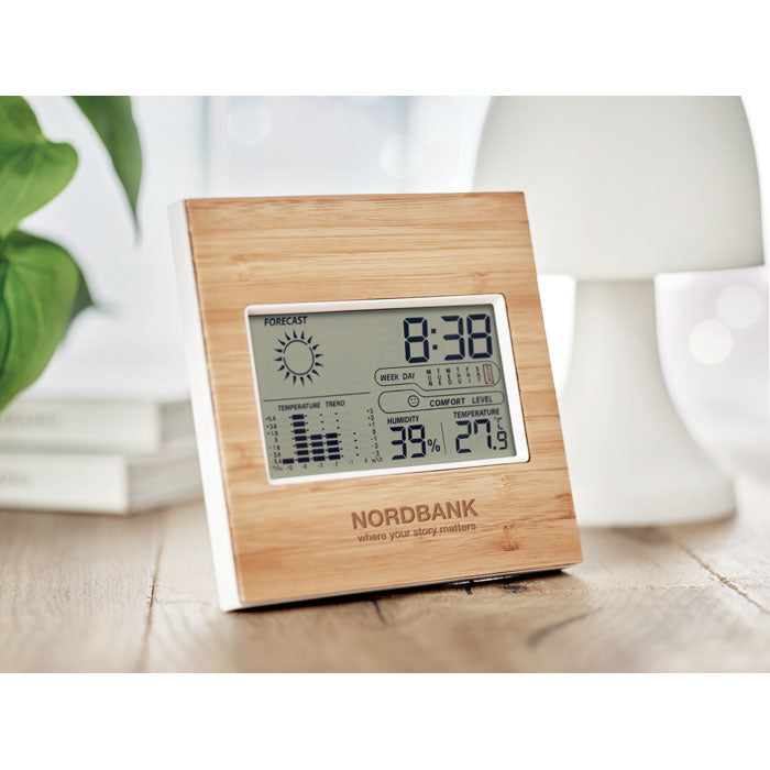 Bamboe weerstation Turku met een bedrukking als voorbeeld