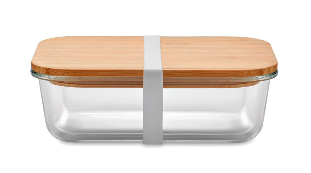 Glazen lunchbox bamboe deksel Tundra Lunchbox in transparant