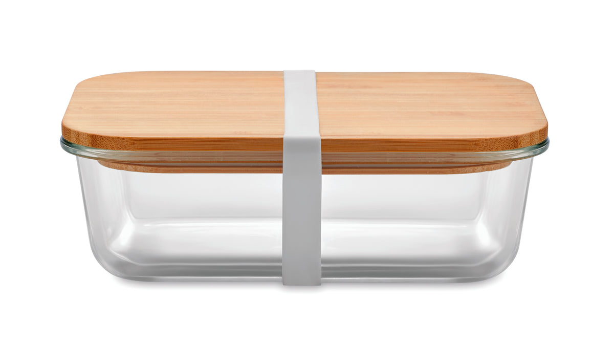 Glazen lunchbox bamboe deksel Tundra Lunchbox in transparant