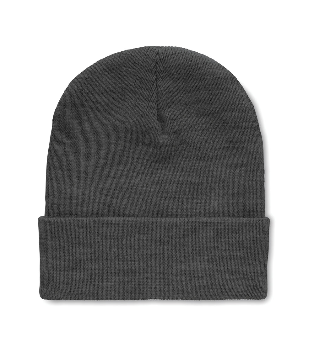 RPET Beanie met omslag Polo Rpet in wit/zwart