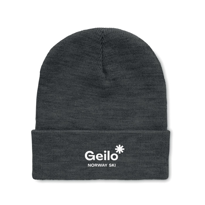 RPET Beanie met omslag Polo Rpet met een bedrukking als voorbeeld