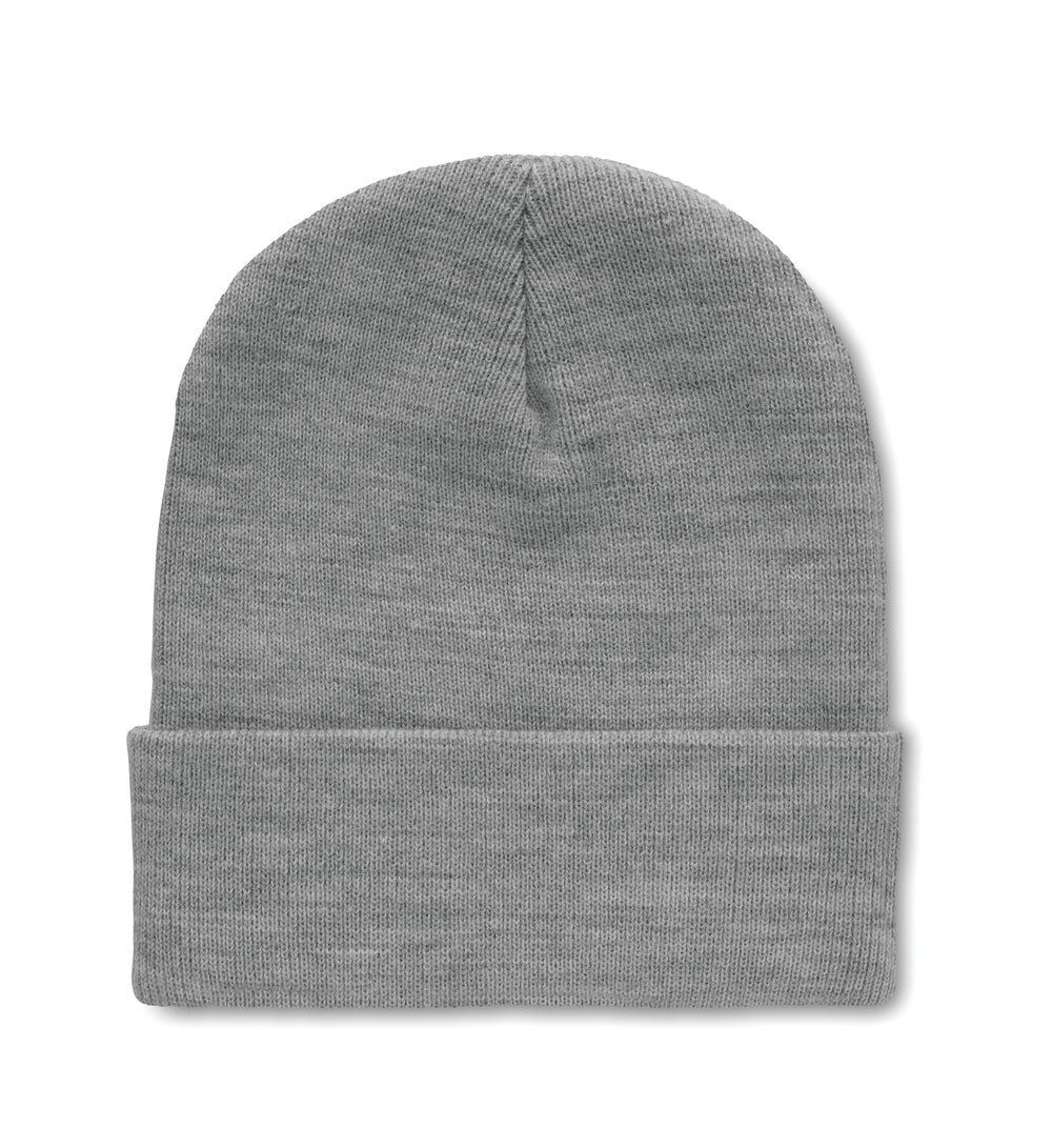 RPET Beanie met omslag Polo Rpet in wit/grijs