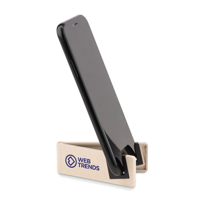 Bamboe/ABS telefoonstandaard Standol+ met een bedrukking als voorbeeld