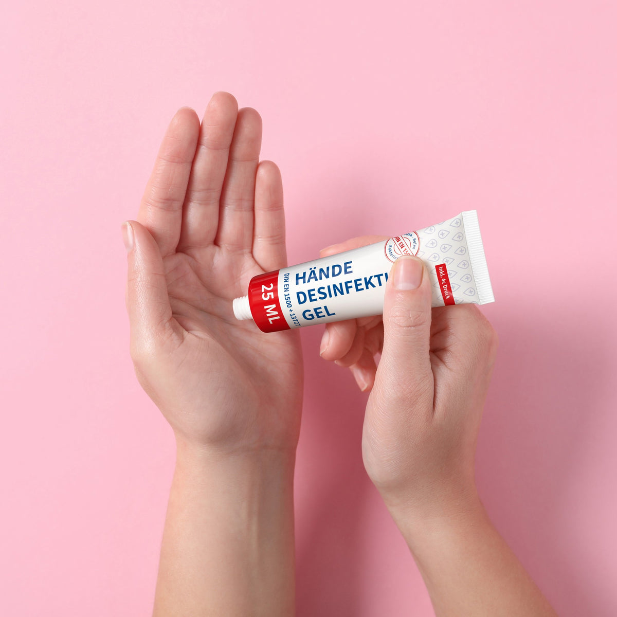 Sfeerbeeld van desinfectiegel in tube van 25 ml
