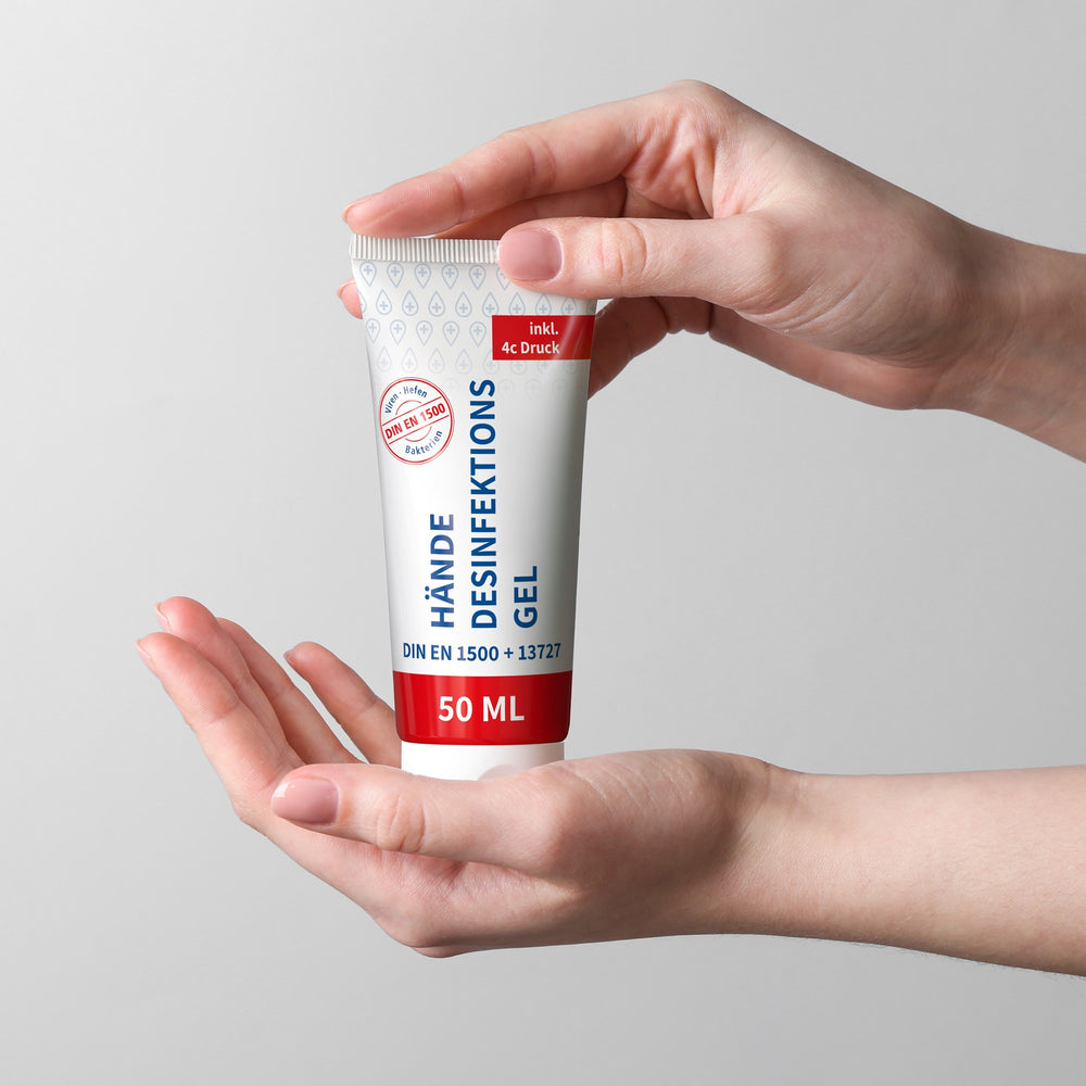Sfeerbeeld van desinfectiegel in tube van 50 ml