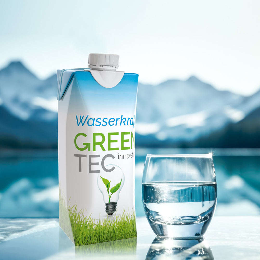 Sfeerbeeld van water in rondom bedrukt drinkpak