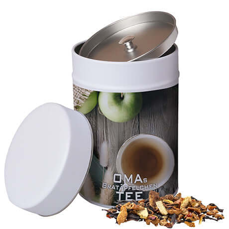 Metalen blik met oma's gebakken-appelthee (140 gram)