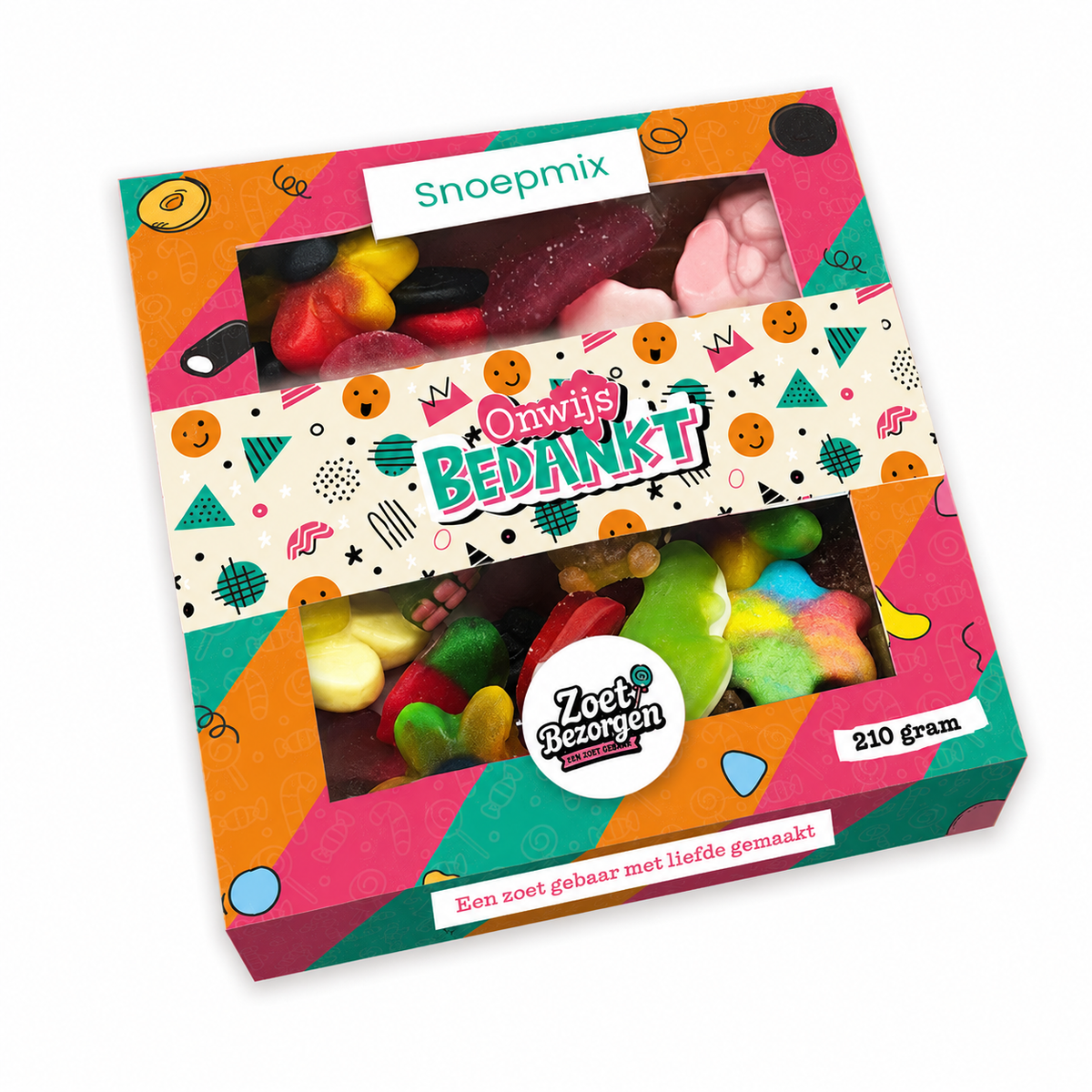Snoeppakket "Onwijs bedankt" met mix snoep (210 gram)