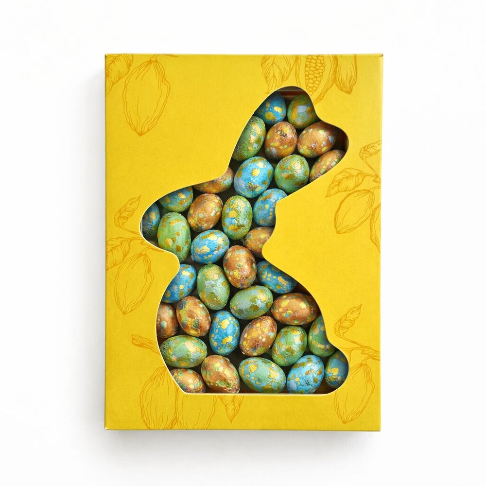 Gekleurde chocolade paaseitjes, uitvoering paaseitjes in paasdoos, 240 gram