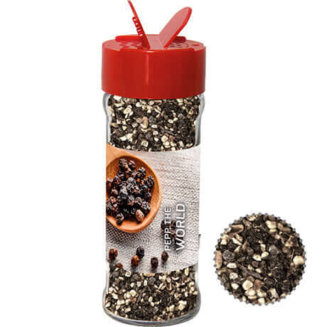 Glazen strooipotje met grofgemalen peper (45 gram)