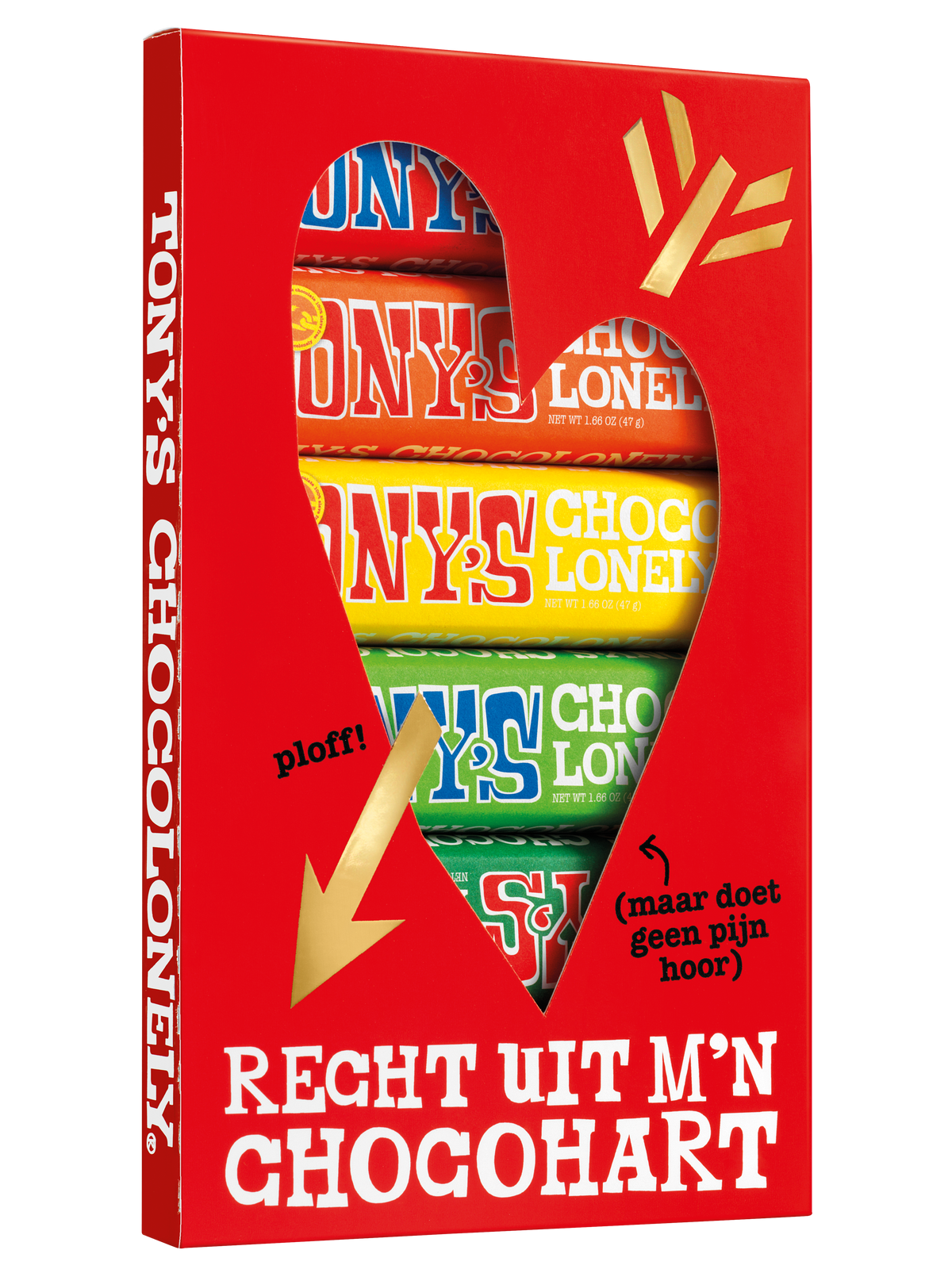 Tony's Chocolonely proeverijtje Liefde, schuin van voren