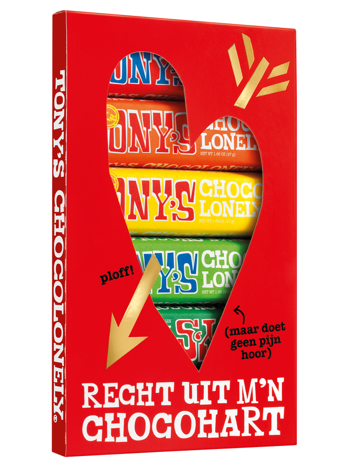 Tony's Chocolonely proeverijtje Liefde, 6 kleine reepjes