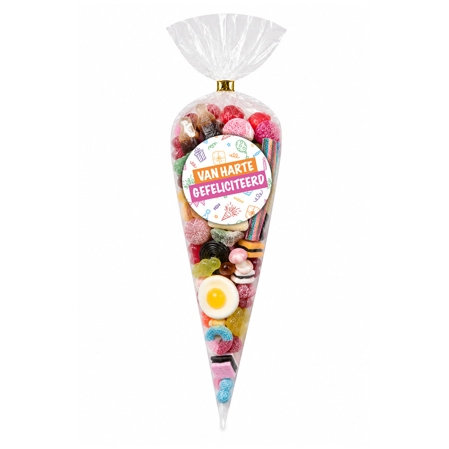 Puntzak snoepmix "Van harte gefeliciteerd" (175 of 325 gram)