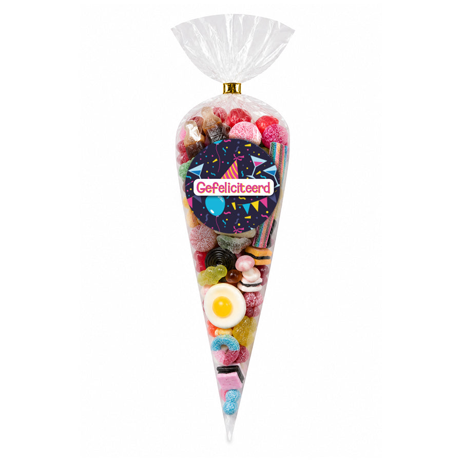 Puntzak snoepmix "Gefeliciteerd" (175 of 325 gram)
