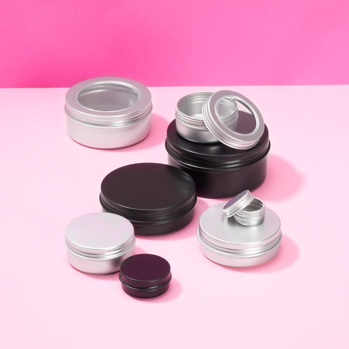 Rond aluminium blikje met schroefdeksel, 5 tot 350 ml
