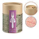 Rosa Kristallsalz, ca. 135g, Kraftpapierstreuer Midi bedrukken – promotionele snack
