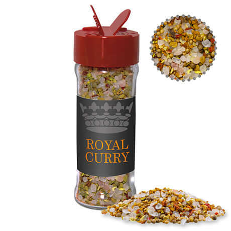 Royal Curry, ca. 60g, Glas mit Streuaufsatz bedrukken – promotionele snack