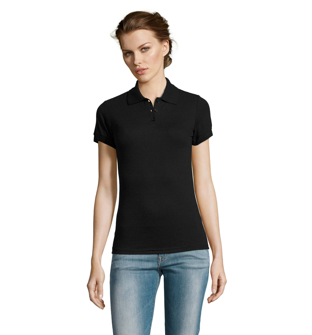 PRIME dames polo200 g Prime Women in zwart