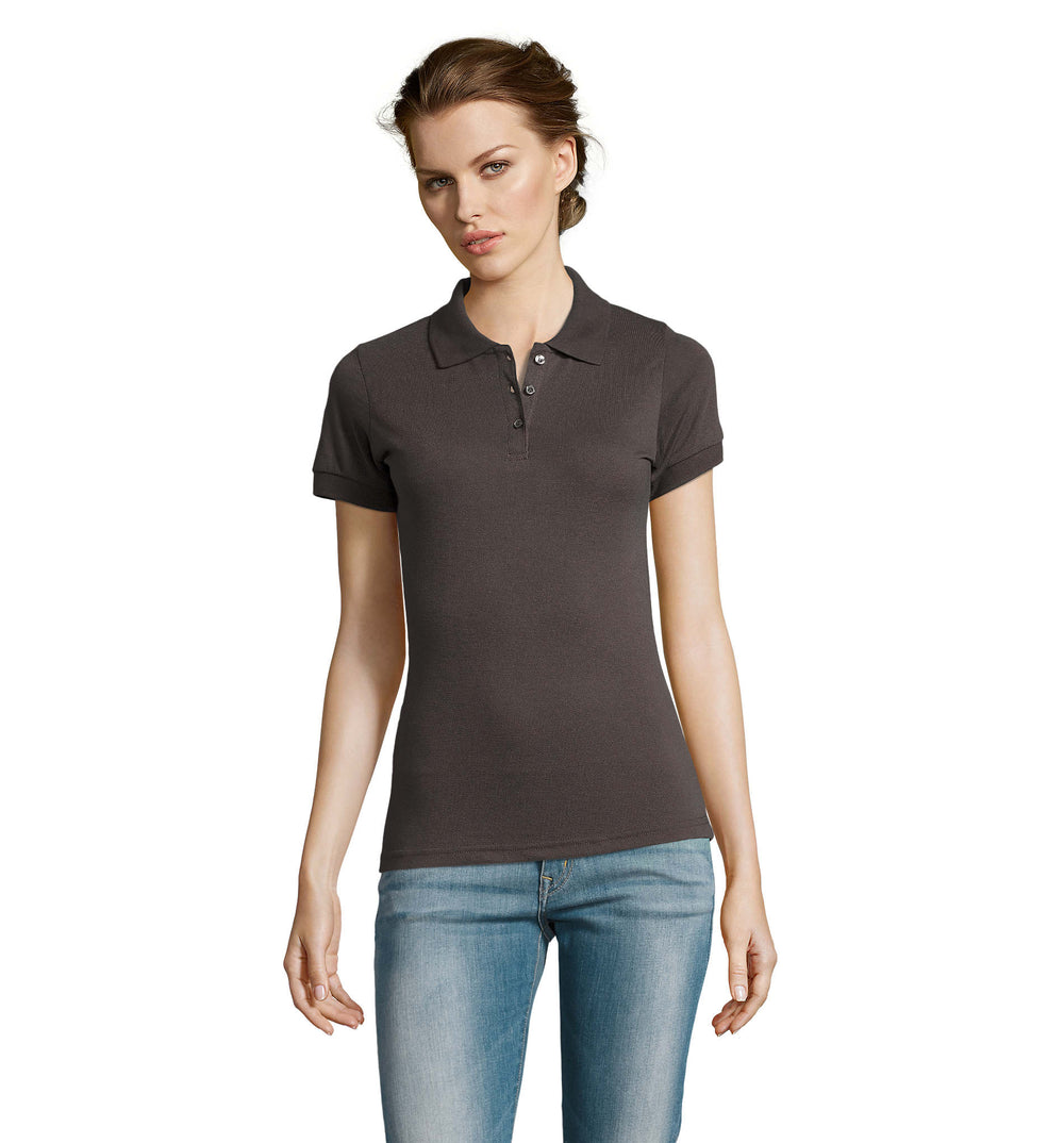 PRIME dames polo200 g Prime Women in donker grijs