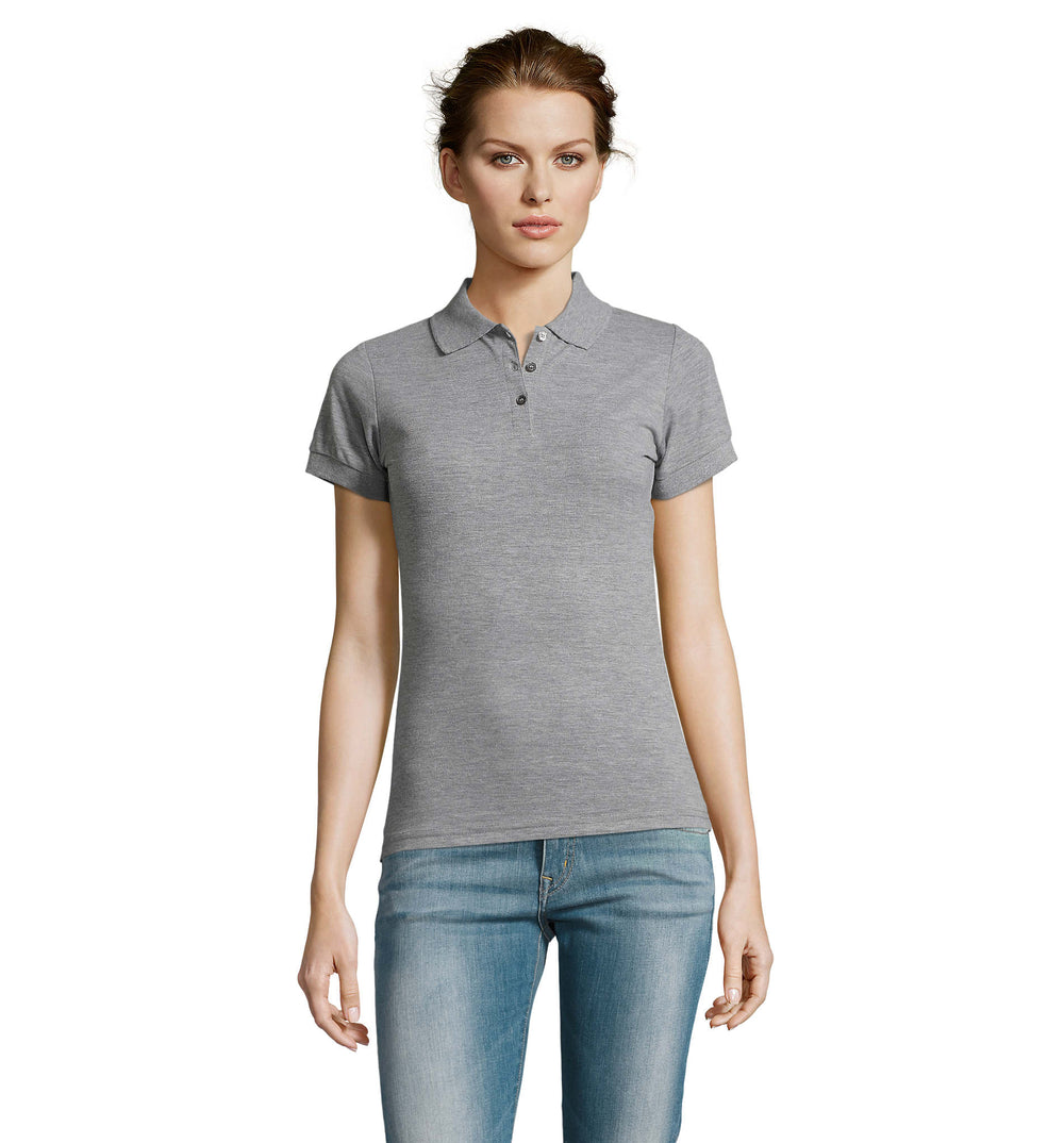 PRIME dames polo200 g Prime Women in grijs gemêleerd 2
