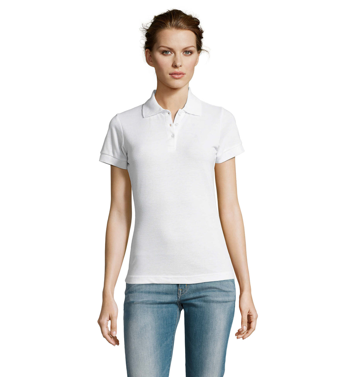 PRIME dames polo200 g Prime Women in wit