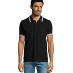 PASADENA heren polo 200 g Pasadena Men in zwart/wit