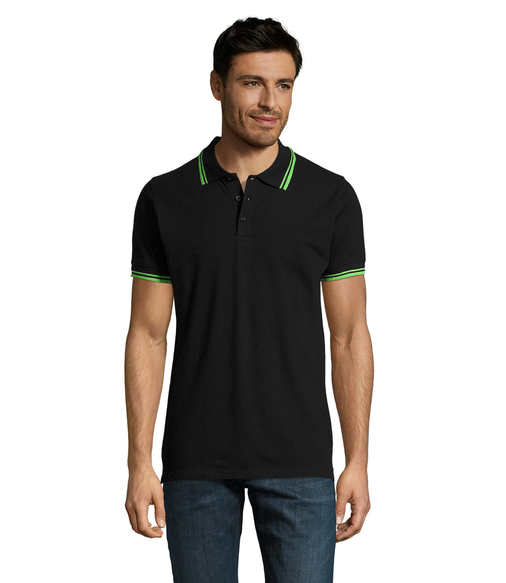 PASADENA heren polo 200 g Pasadena Men in zwart/limoen