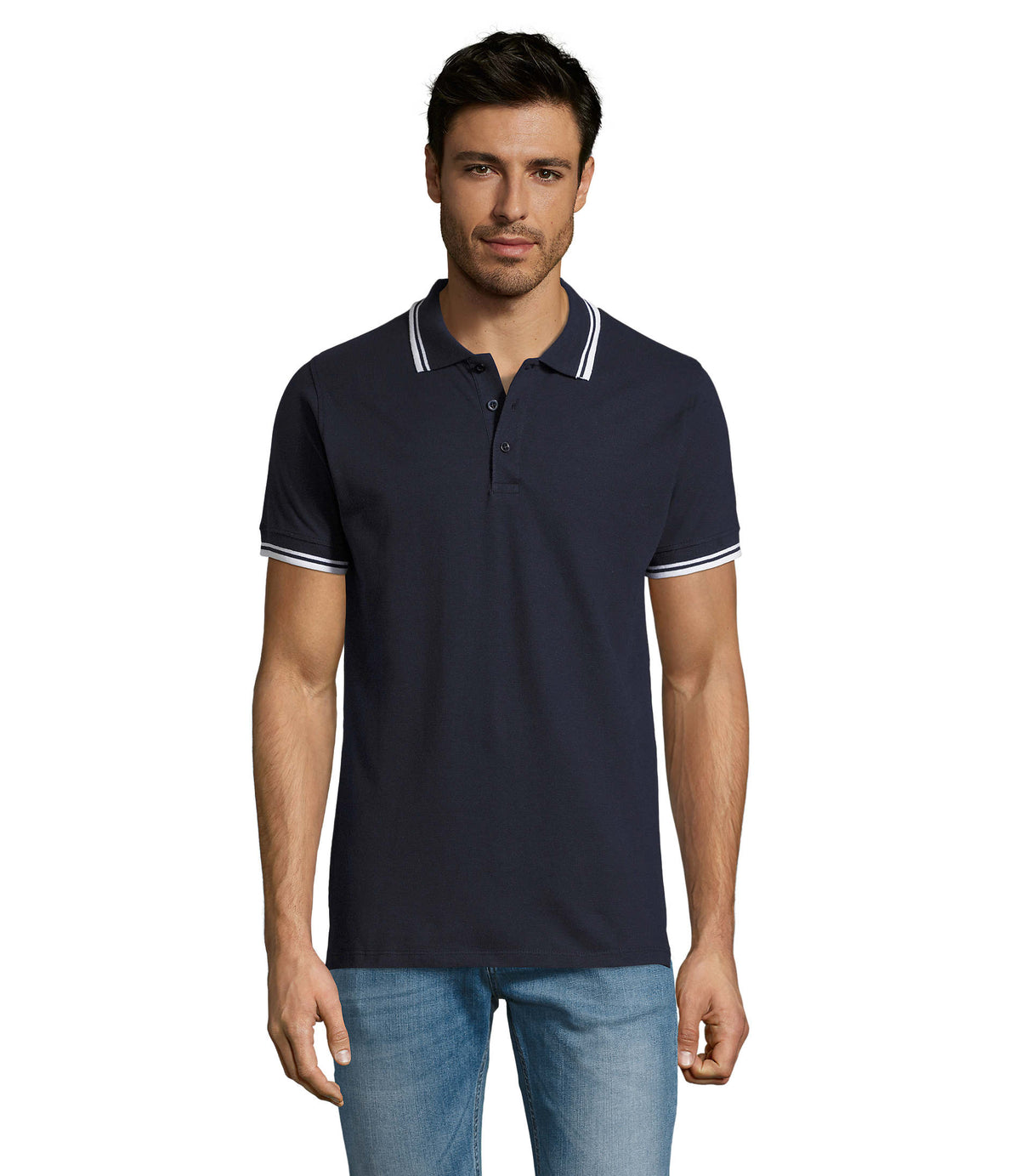 PASADENA heren polo 200 g Pasadena Men in franse marine/wit