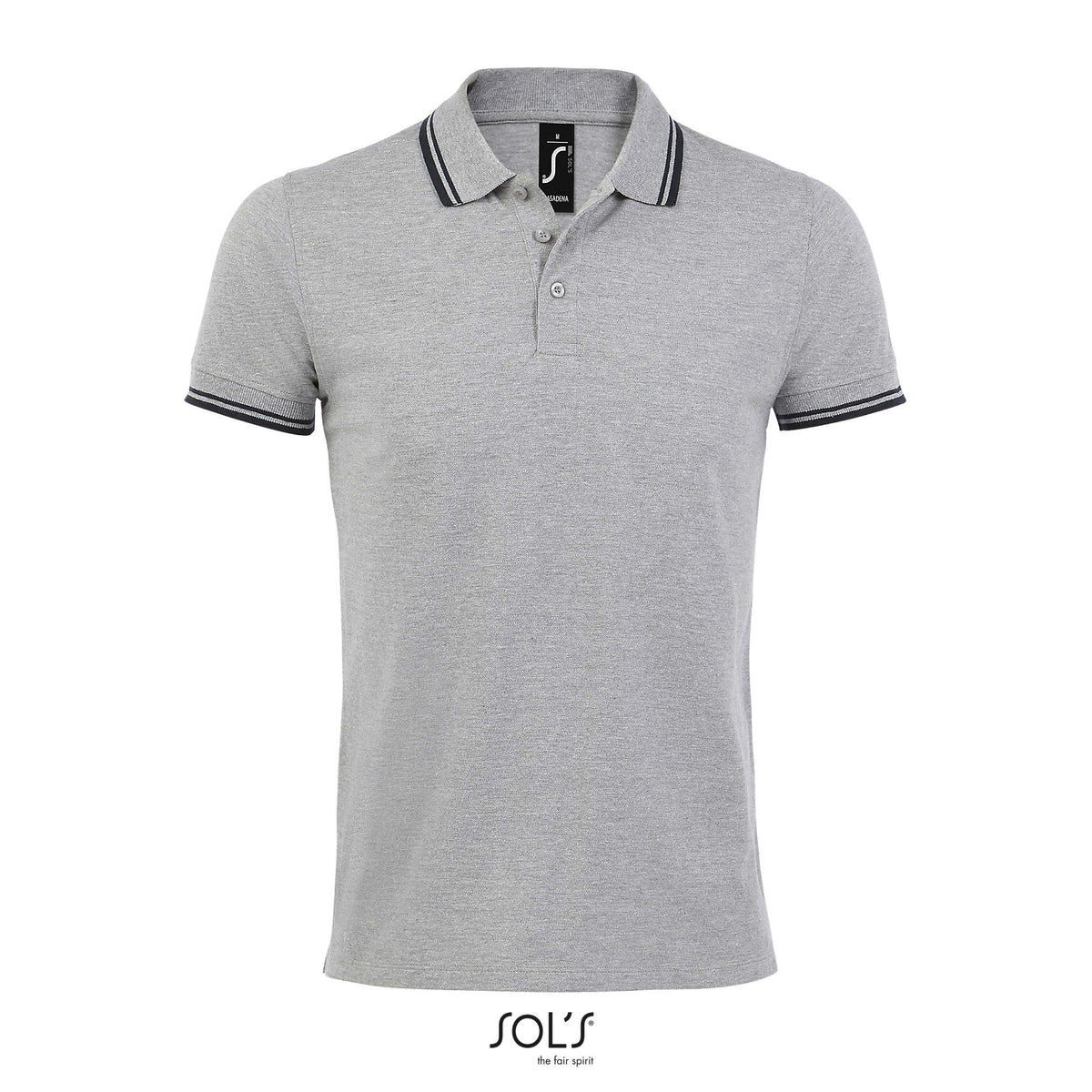 PASADENA heren polo 200 g Pasadena Men in grey melange/ french navy
