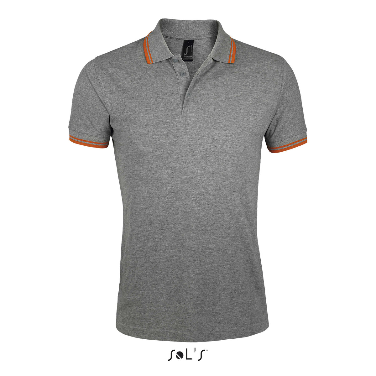 PASADENA heren polo 200 g Pasadena Men in grijs/oranje melange