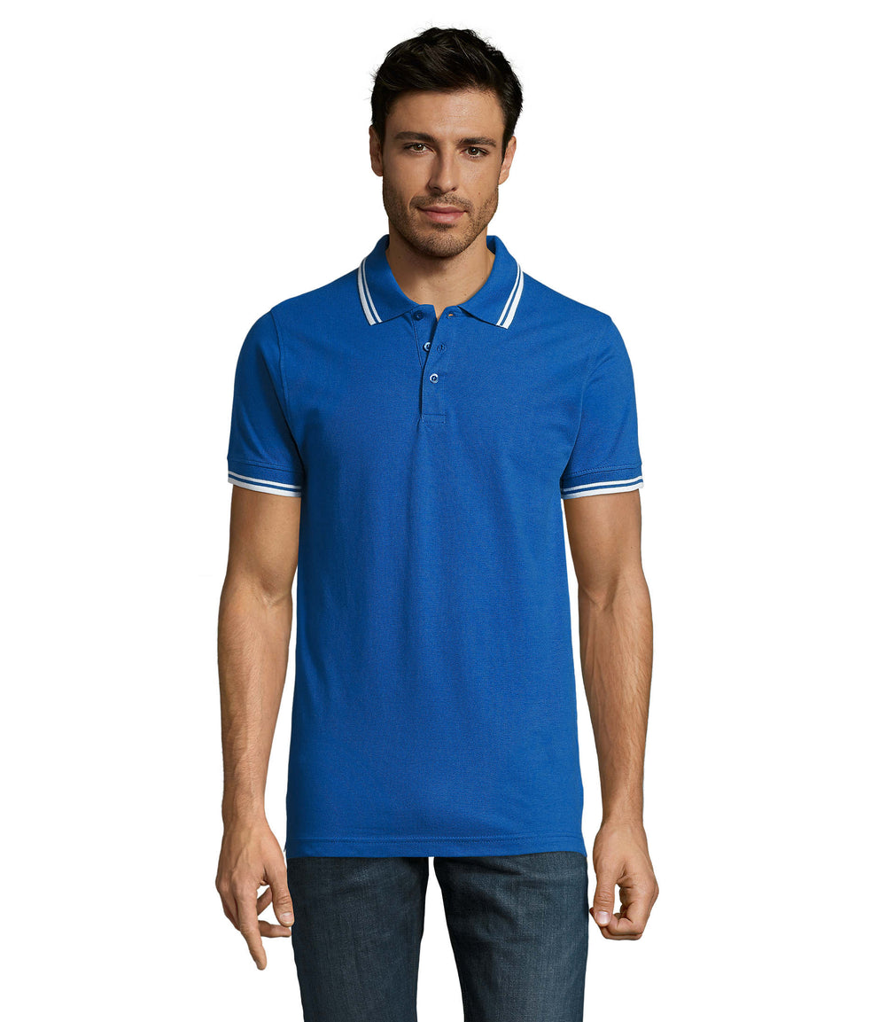 PASADENA heren polo 200 g Pasadena Men in koningsblauw/wit