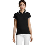 PASADENA dames polo 200 g Pasadena Women in zwart/wit